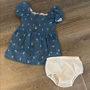 Cat & Jack Blue Floral Dress with White Bloomers